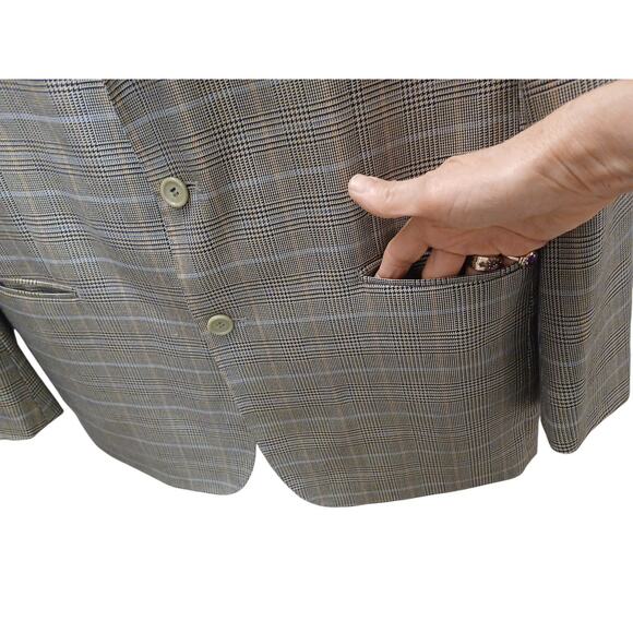 Bernini Beverly Hills Sport Coat Mens 40 Gray SILK WOOL Fine Plaid Jacket Italy - Picture 8 of 14